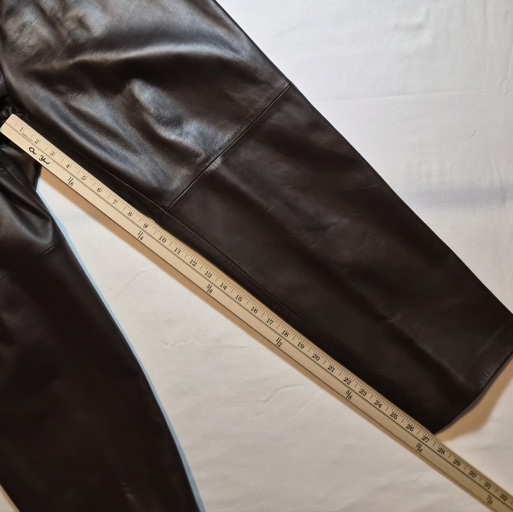 Talbots Petites 100% Genuine Leather Pants - Chocolate Brown - Size 14P - Picture 8 of 10